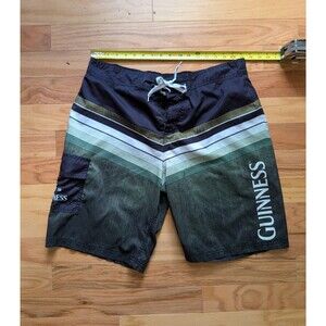 GUINNESS Beer Swim Trunks Lined  Board Shorts Mens 2XL XXL  Black Green